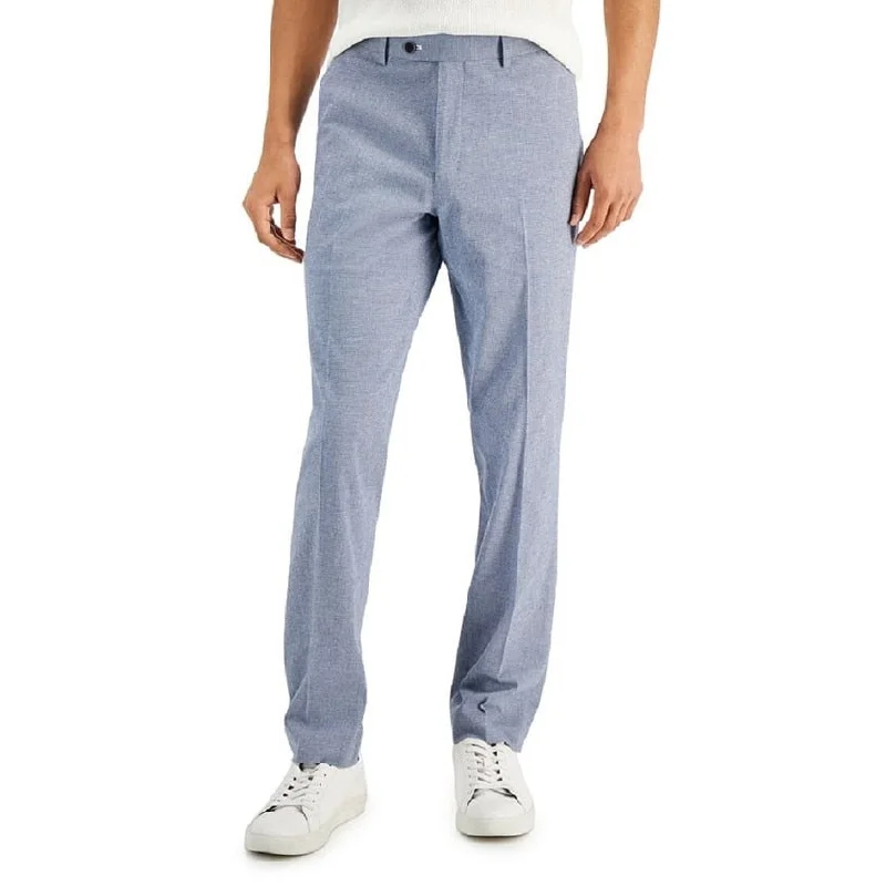 Men’s trendy ripcord trousers-Alfani Men's Slim Fit Seersucker Check Suit Separate Pants Blue Size 36X32