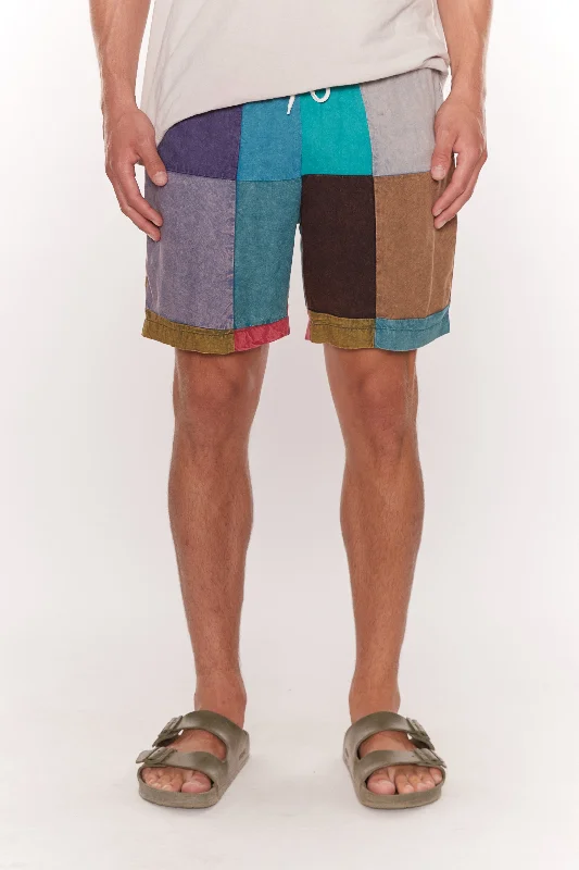 Men’s relaxed herringbone pants-Bann Patchwork Shorts