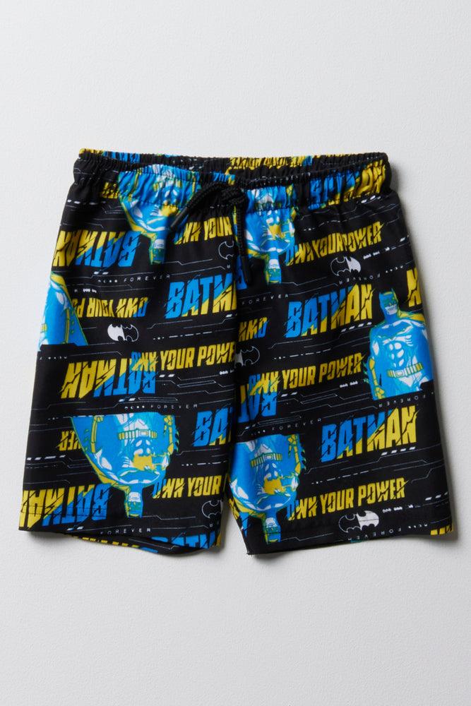 Men’s trendy ripcord trousers-Batman Swim Shorts Black