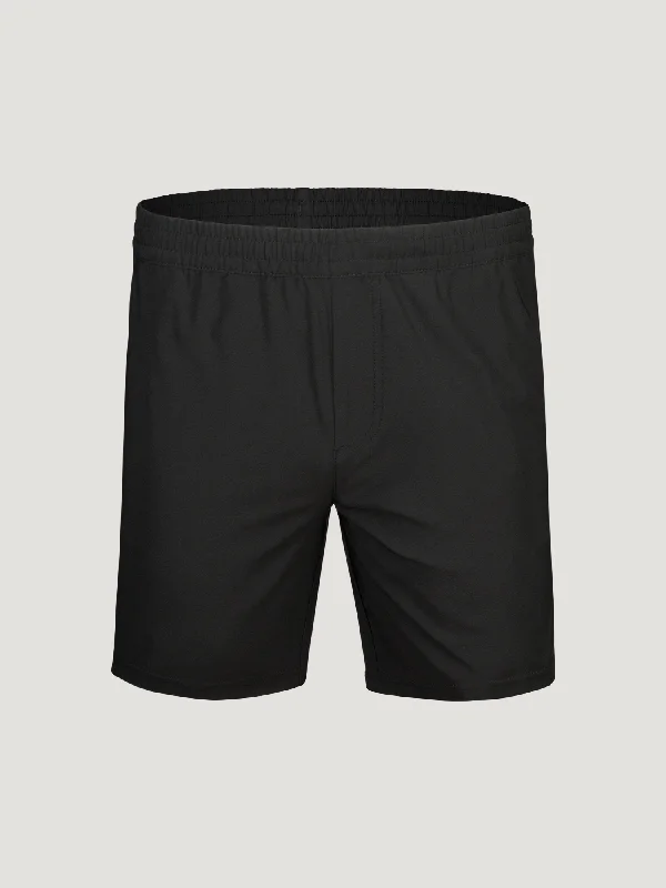 Men’s casual seersucker trousers-Black Stretch Performance Shorts