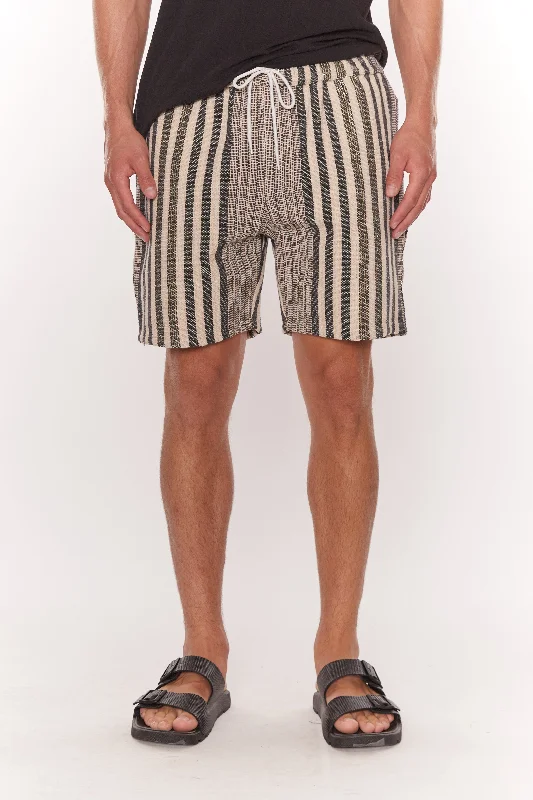 Men’s breathable pinstripe trousers-Calicut Black And White Striped Shorts