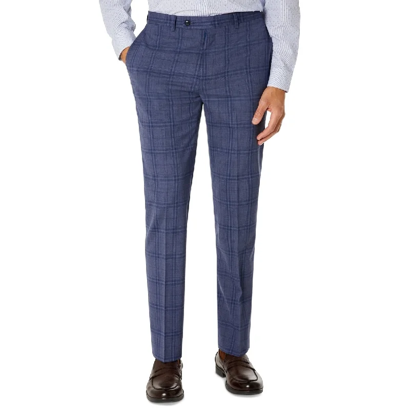 Men’s slim-fit seersucker trousers-Calvin Klein Men's Slim Fit Plaid Suit Separate Pant Blue Size 30X30