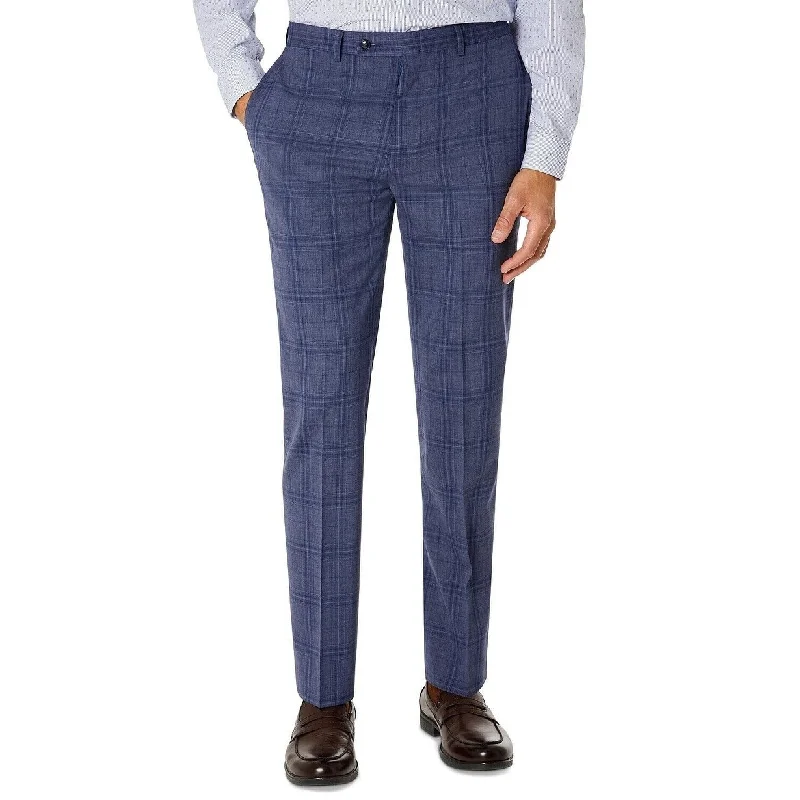 Men’s trendy parachute jeans-Calvin Klein Men's Slim Fit Plaid Suit Separate Pant Blue Size 30X32