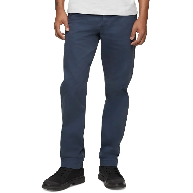 Men’s lightweight parachute jeans-Calvin Klein Men's Straight Fit Stretch Chino Pants Blue Size 36X32