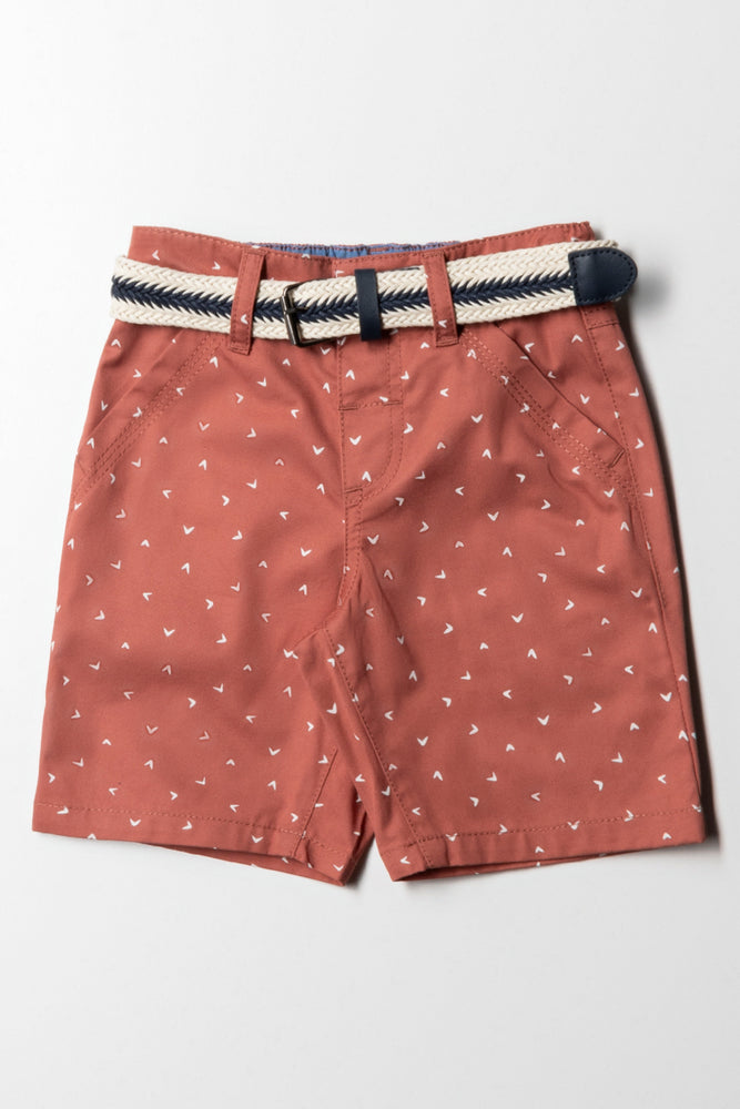 Men’s slim-fit seersucker trousers-Chino Shorts With Belt Pink