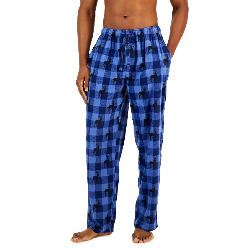 Men’s slim poplin trousers-Club Room Men's Cozy Fleece Pajama Pants Blue Size Xx-Large