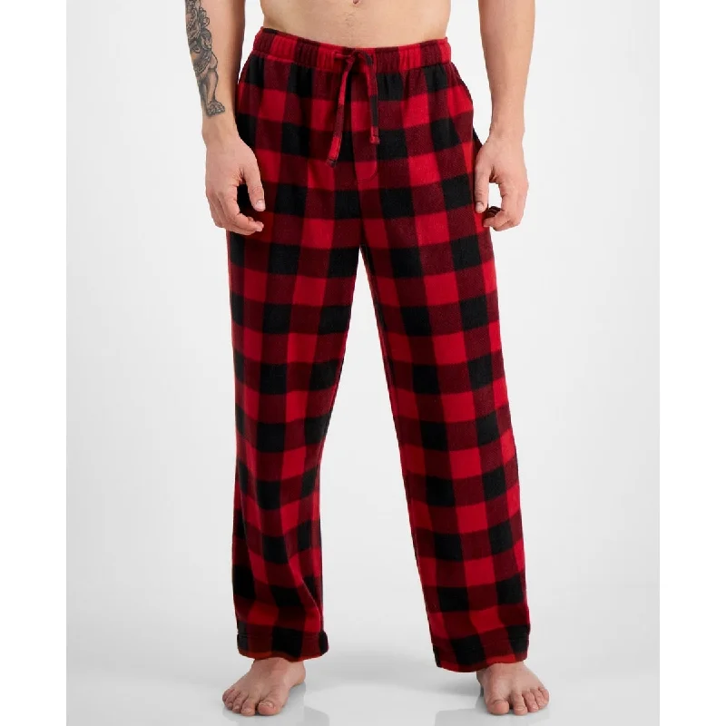 Men’s trendy harem jeans-Club Room Men's Cozy Fleece Pajama Pants Red Size Xx-Large