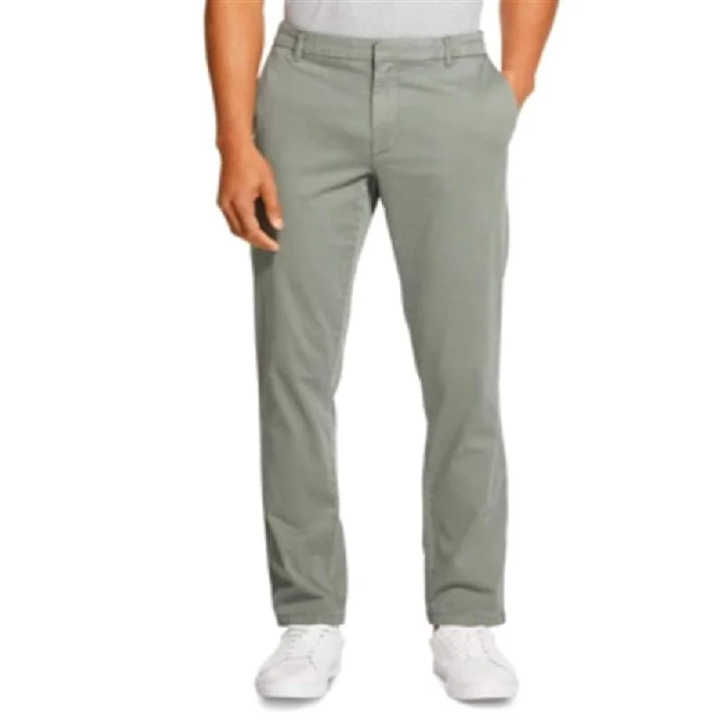 Men’s slim-fit pinstripe trousers-Dkny Men's Bedford Slim Straight Fit Performance Stretch Sateen Pants Green Size 40X32