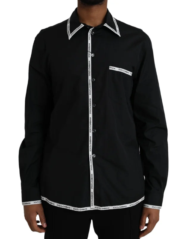 Men’s stylish microcheck shirt-Dolce & Gabbana  Colla Long Sleeve Cotton Casual Men's Shirt