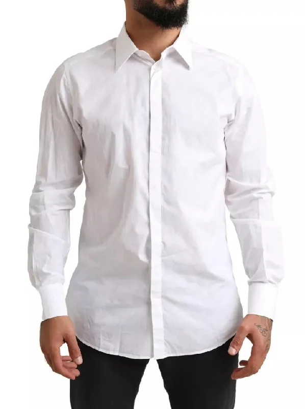 Men’s durable madras shirt-Dolce & Gabbana   Formal Cotton Tuxedo Dress Men's Shirt (Pre-Owned)