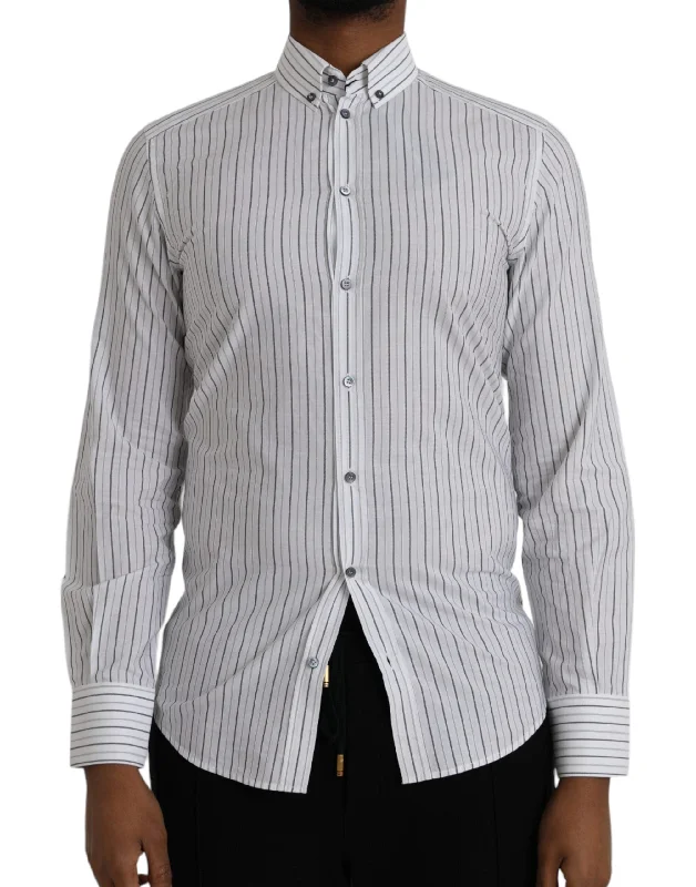 Men’s relaxed camp shirt-Dolce & Gabbana   Striped Formal Dress  Men's Shirt