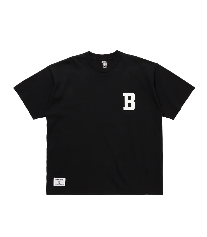 Men’s stylish distressed top-FELT LOGO T-SHIRT 'B' - BLACK