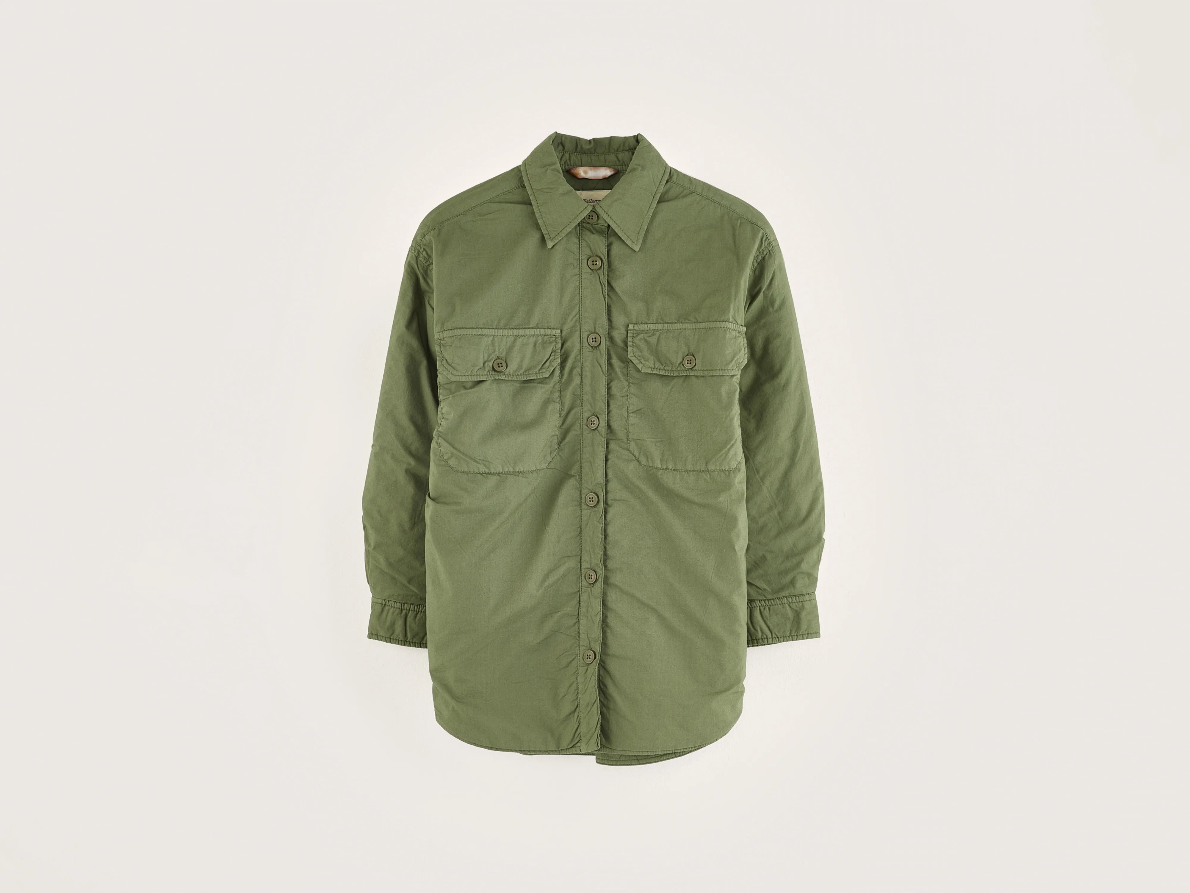 Men’s modern microcheck shirt-Walt quilted overshirt (242 / G / ARMY)