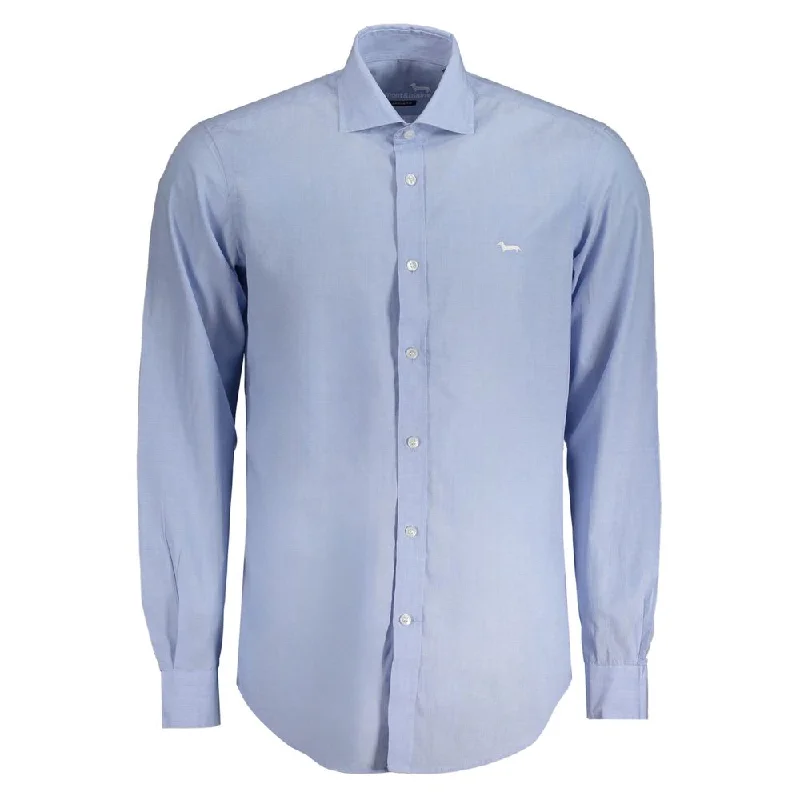 Men’s bold microcheck shirt-Harmont & Blaine blue Cotton Men's Shirt