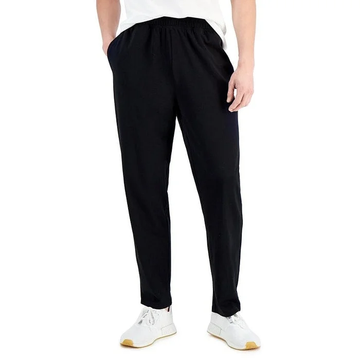 Men’s soft parachute pants-ID Ideology Men's Jersey Open Jogger Pants Black Size Large - L