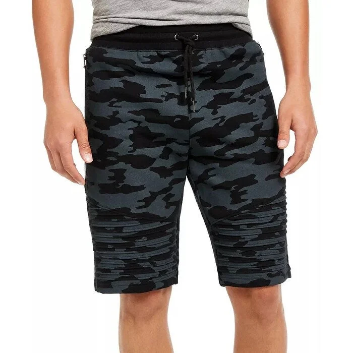 Men’s casual carpenter jeans-INC International Concepts Men's Camo Moto Shorts Black Size Medium