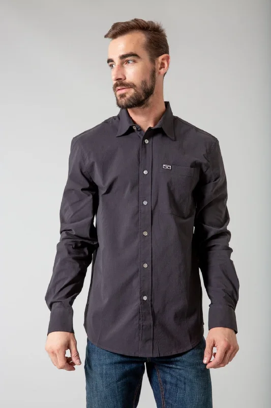 Men’s bright camp shirt-Kimes Ranch Mens Linville Black Cotton blend L/S Shirt