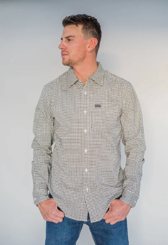 Men’s comfy dobby button-up-Kimes Ranch Mens Welton Dress Army Cotton blend L/S Shirt