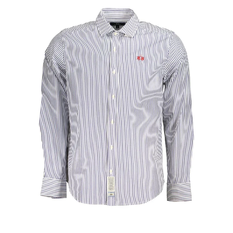 Men’s slim-fit houndstooth shirt-La Martina Elegant Long-Sleeved Striped Shirt for Men's Men