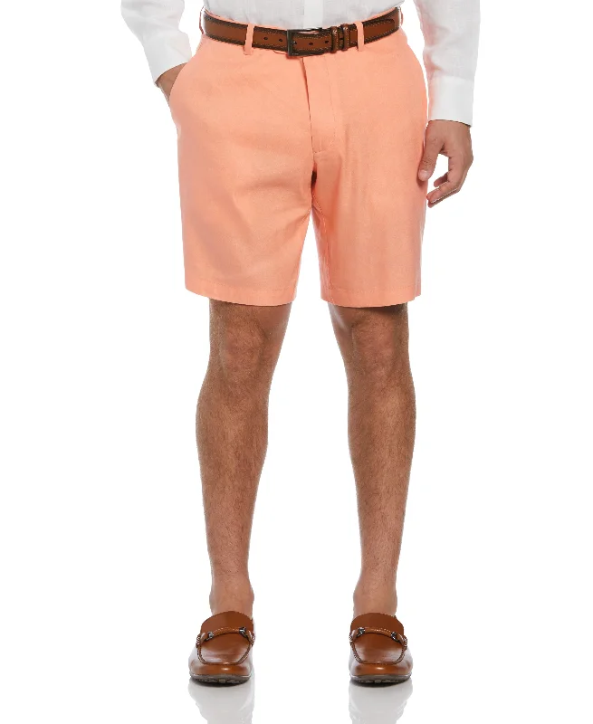 Men’s durable seersucker trousers-Linen-Blend Stretch Flat-Front Shorts