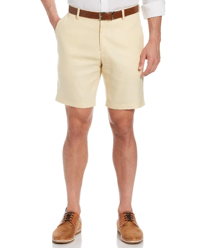 Men’s trendy carpenter pants-Linen-Blend Stretch Flat-Front Shorts