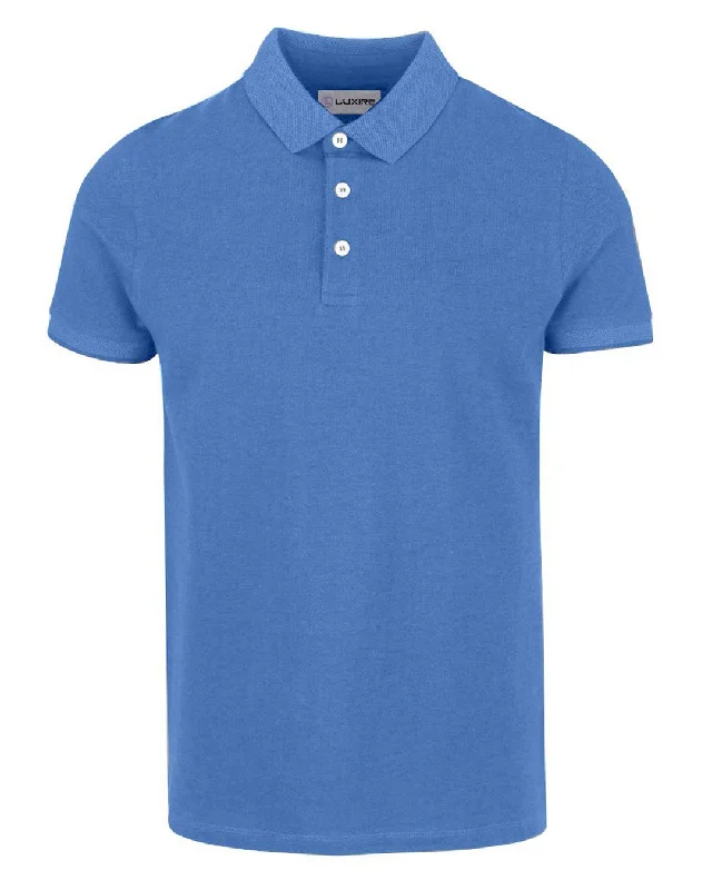 Men’s trendy ombre shirt-Steel Blue Cotton Polo T-shirt