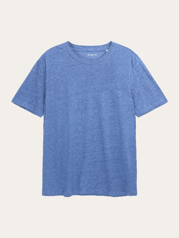 Men’s soft slub short-sleeve top-Linen t-shirt - Moonlight Blue