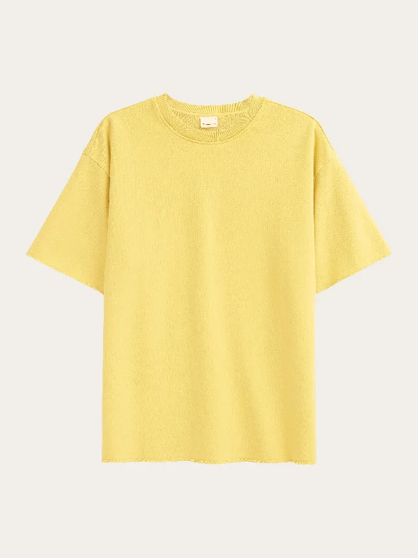 Men’s lightweight polka-dot top-Loose fit reactive dyed sweat t-shirt - GOTS/Vegan - Misted Yellow