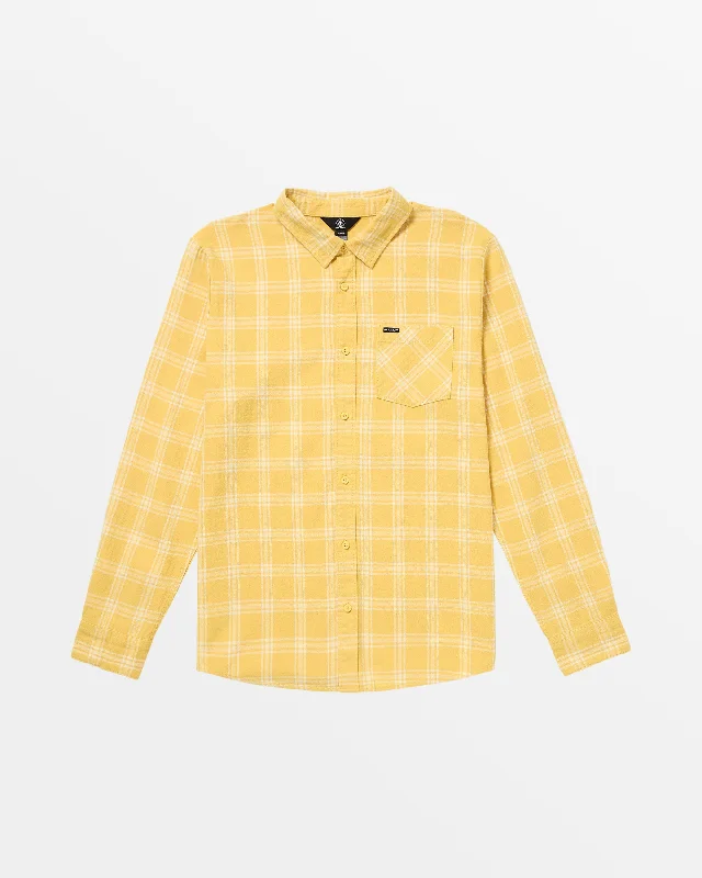 Men’s relaxed dobby shirt-Loreto Flannel Long Sleeve Shirt - Golden Mustard