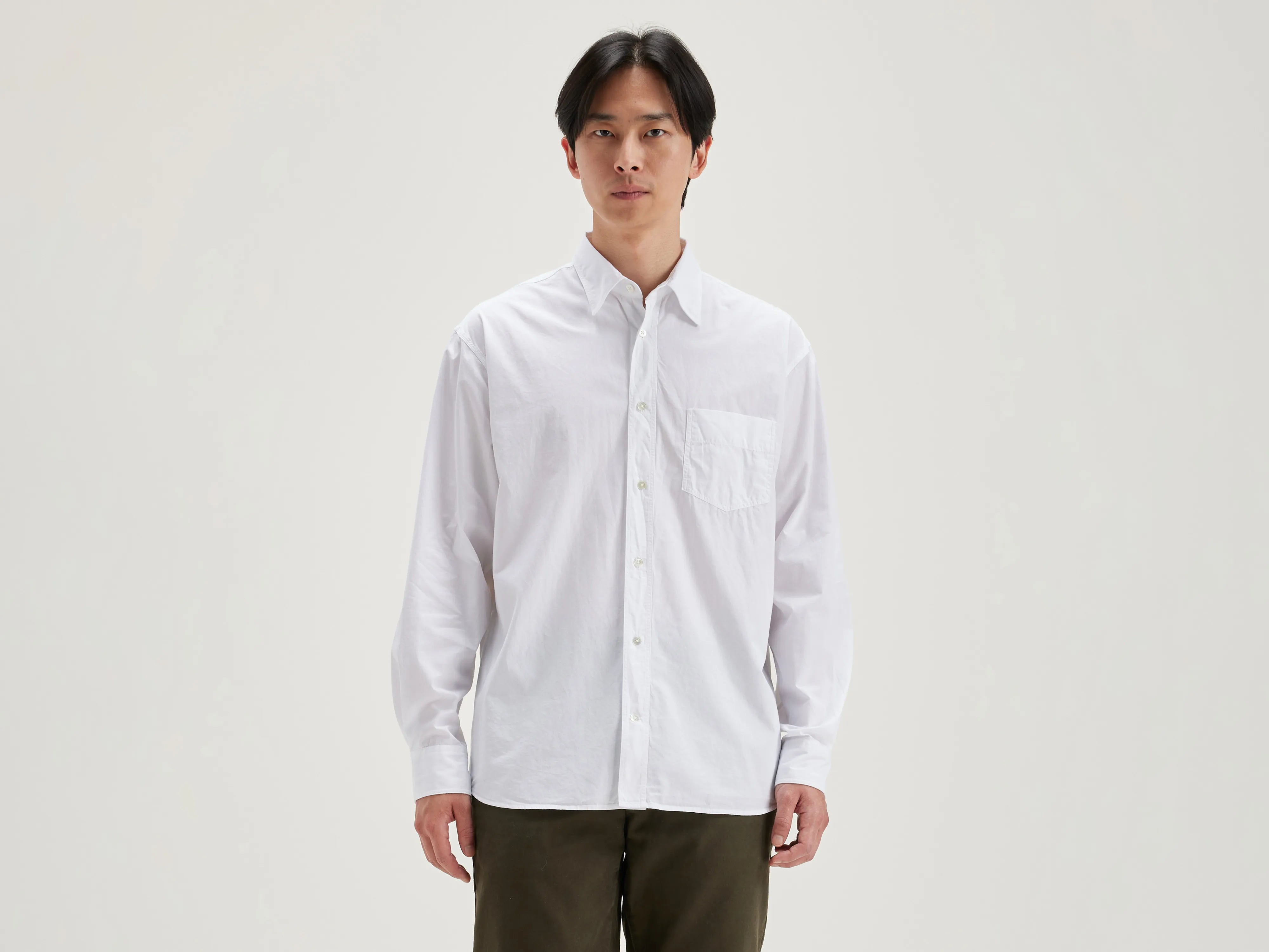 Men’s trendy dobby button-up-Lighty relaxed shirt (242 / M / WHITE)