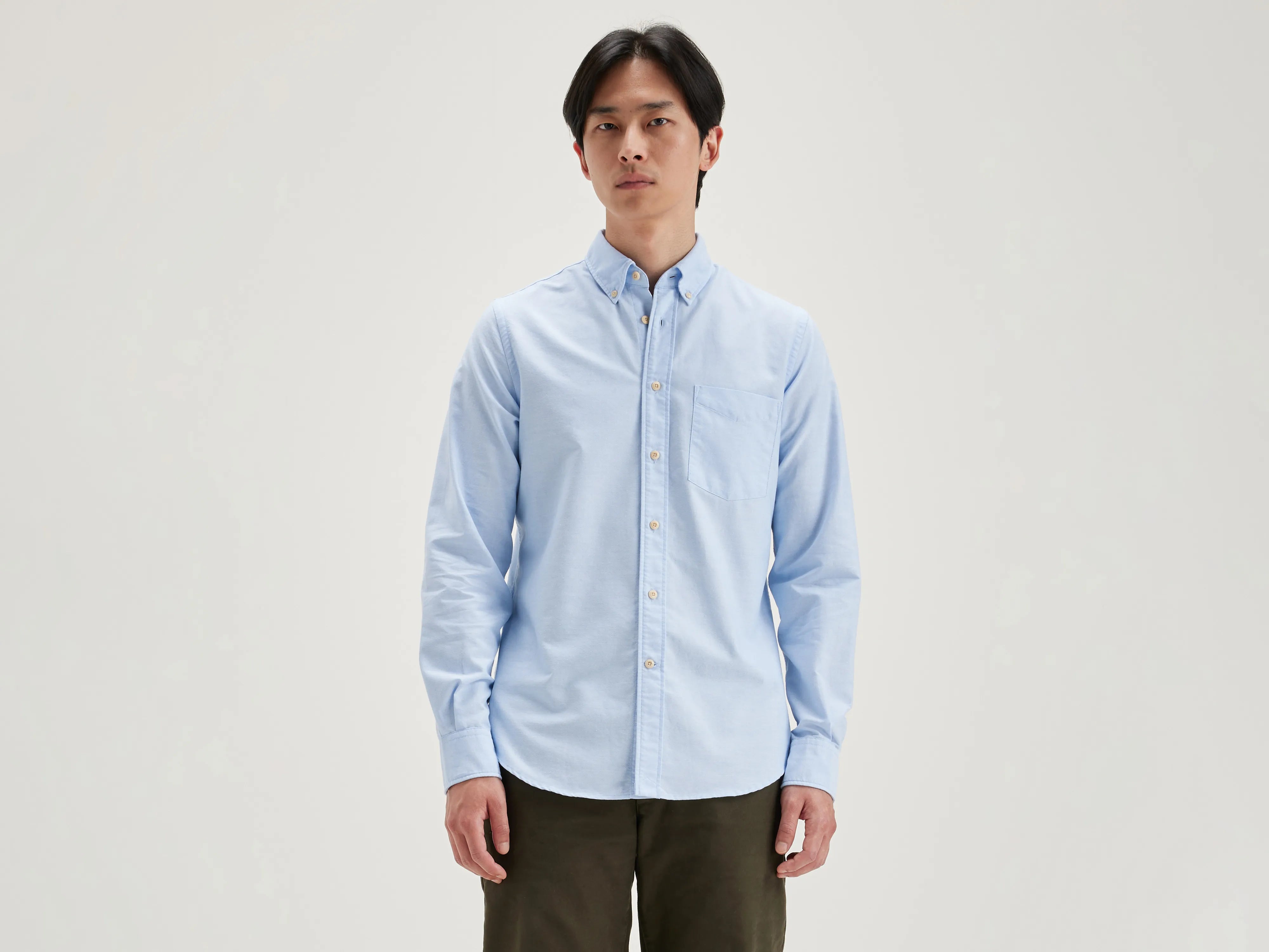 Men’s relaxed tattersall shirt-Mire slim shirt (242 / M / BLUE)