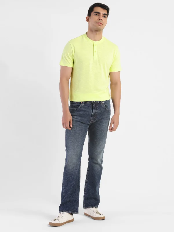 Men’s durable pique top-Men's Self Design Henley T-shirt Yellow