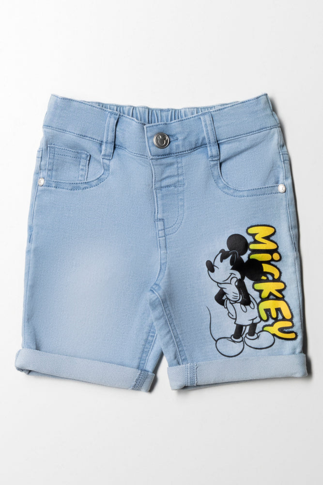 Men’s lightweight seersucker pants-Mickey Mouse Denim Shorts Blue