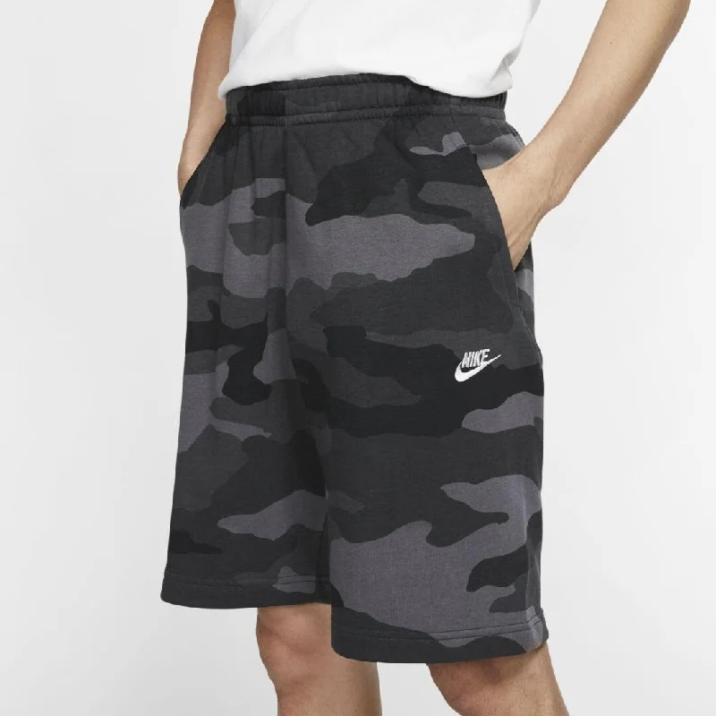 Men’s breathable duck trousers-Nike Men's Club Fleece Camo Shorts Dark Gray Size Small