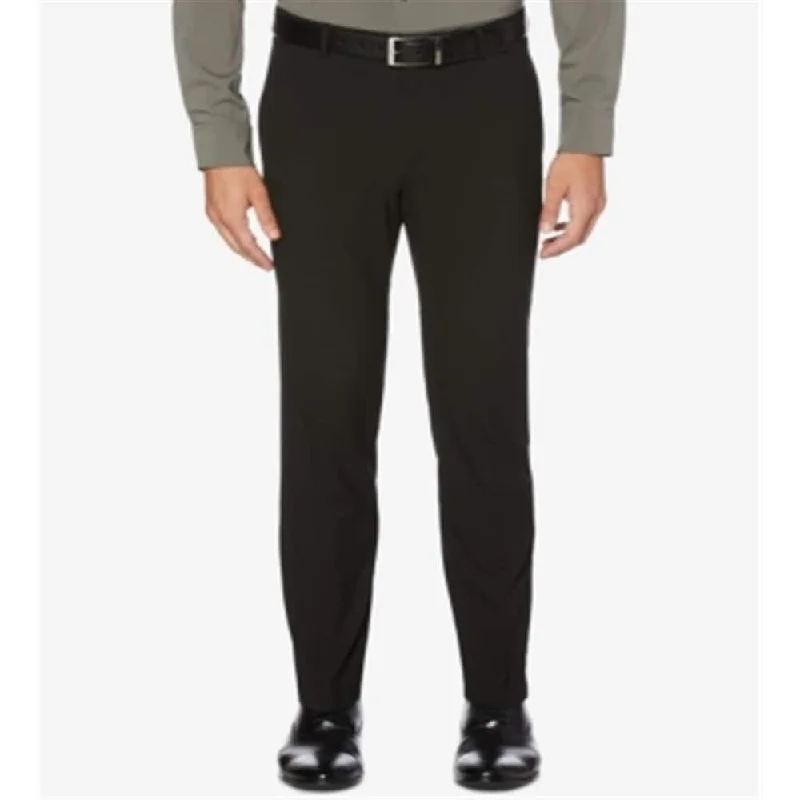 Men’s breathable pinstripe trousers-Perry Ellis Men's Washable Slim Fit Pants Black Size 31X32