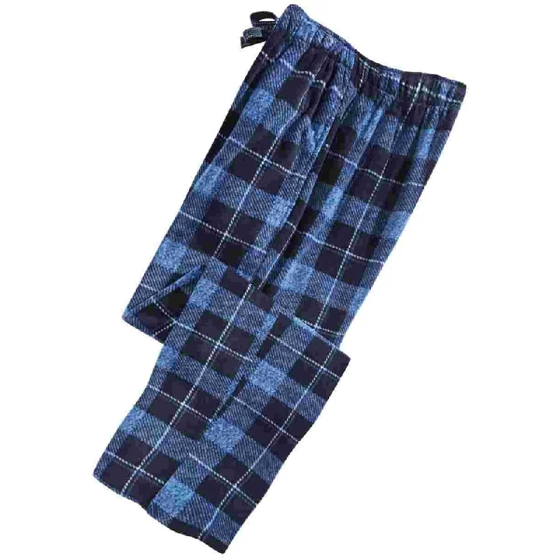 Men’s trendy harem jeans-Perry Ellis Men's Windowpane Plaid Fleece Pants Blue Size Medium