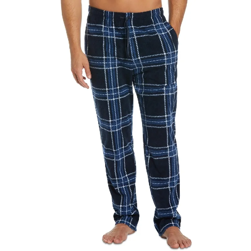 Men’s lightweight poplin trousers-Perry Ellis Portfolio Men's Chevron Plaid Textured Fleece Pajama Pants Blue - XL