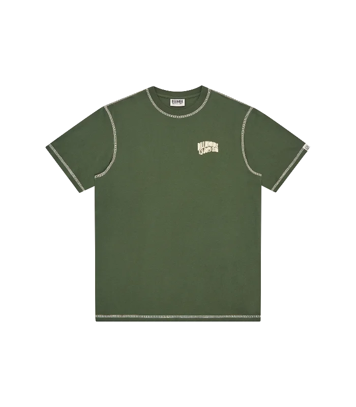 Men’s comfy mercerized shirt-SMALL ARCH LOGO CONTRAST STITCH T-SHIRT - GREEN