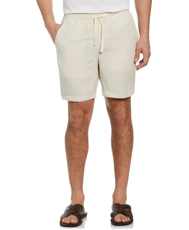 Men’s casual carpenter jeans-Linen-Blend Pull On Drawstring Shorts