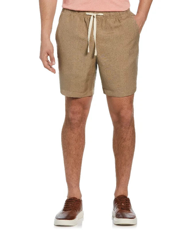 Men’s soft seersucker pants-Linen-Blend Pull On Drawstring Shorts