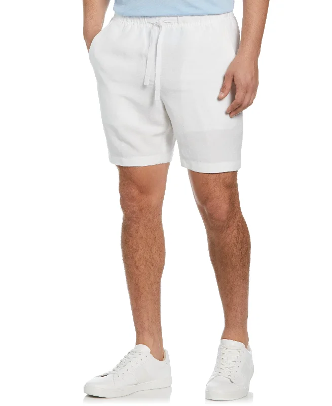 Men’s slim-fit seersucker trousers-Linen-Blend Pull On Drawstring Shorts