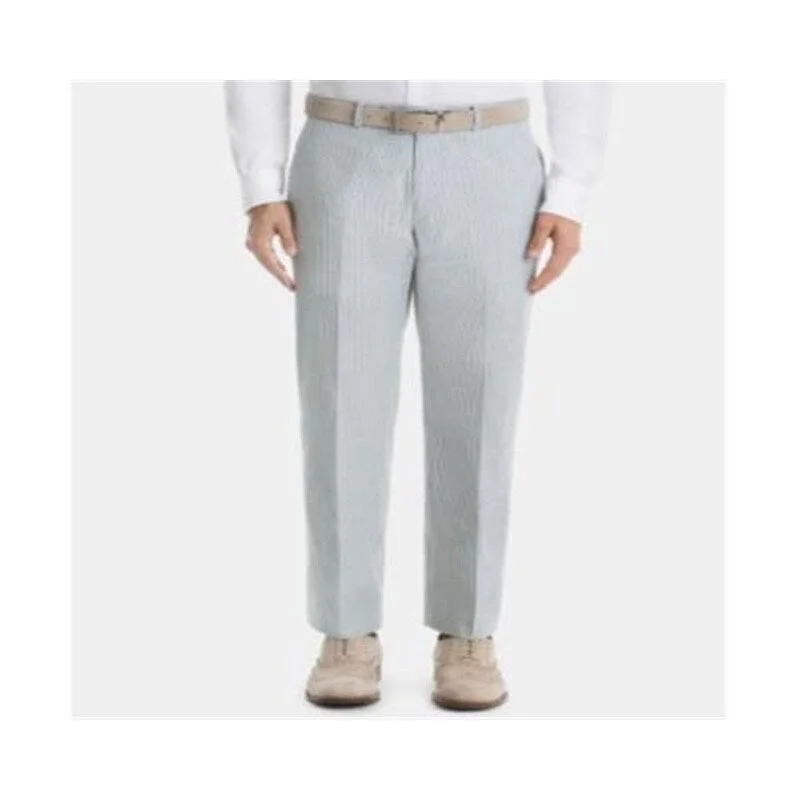 Men’s stylish ripcord pants-Ralph Lauren Men's Ultraflex Classic Fit Seersucker Cotton Pants Blue Size 33X32