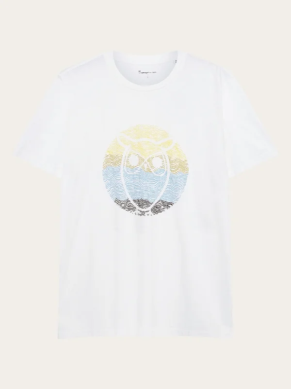 Men’s comfy paisley tee-Regular circled owl printed t-shirt - GOTS/Vegan - Bright White