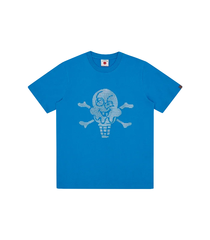 Men’s durable marled shirt-RHINESTONE CONES & BONES T-SHIRT - BLUE