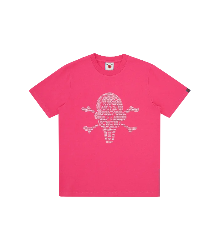 Men’s casual chevron top-RHINESTONE CONES & BONES T-SHIRT - PINK