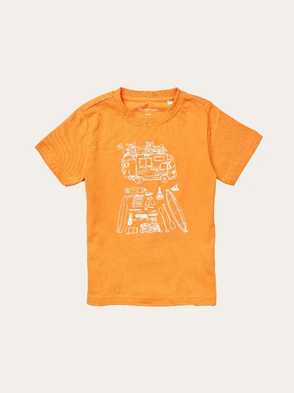 Men’s modern distressed shirt-Road trip printed t-shirt - Russet orange