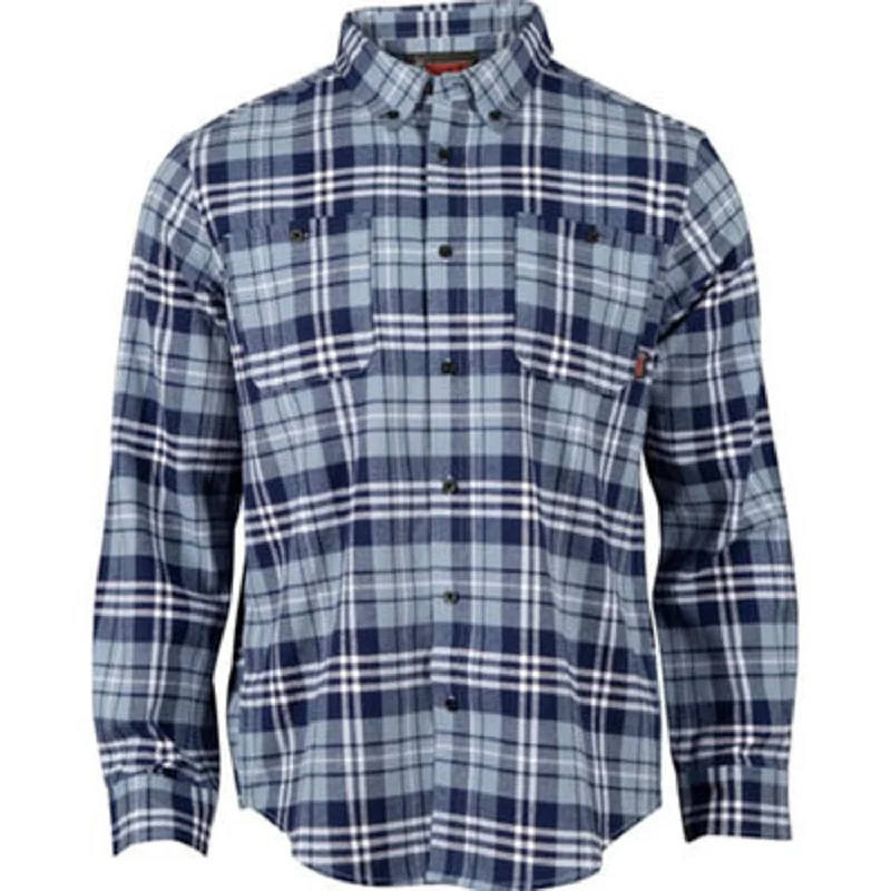 Men’s stylish chamois shirt-Rocky Mens Worksmart Button Down Navy Plaid 100% Cotton L/S Shirt