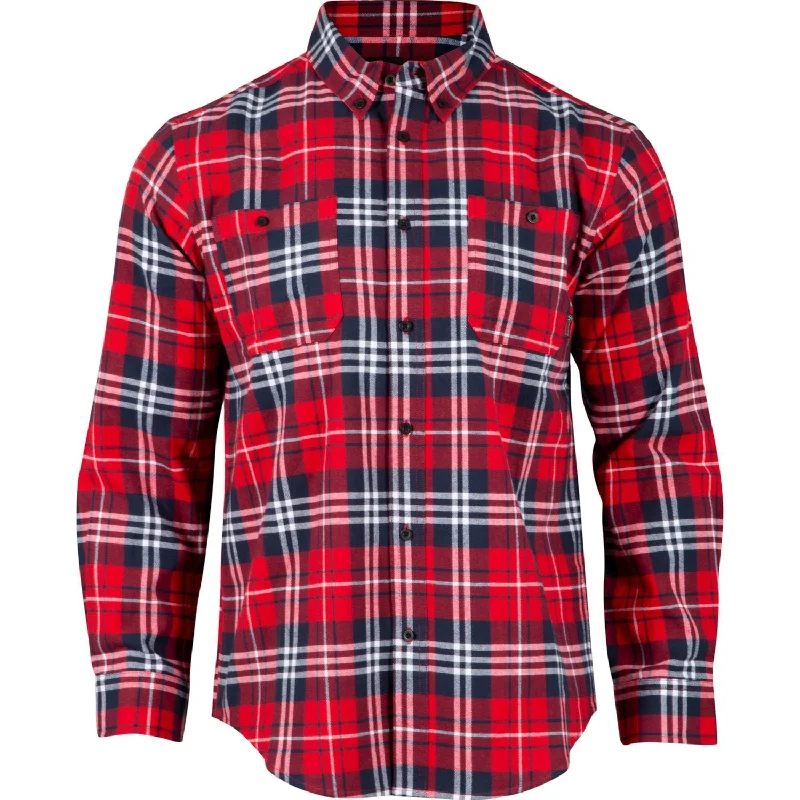 Men’s modern camp shirt-Rocky Mens Worksmart Button Down Red Plaid 100% Cotton L/S Shirt