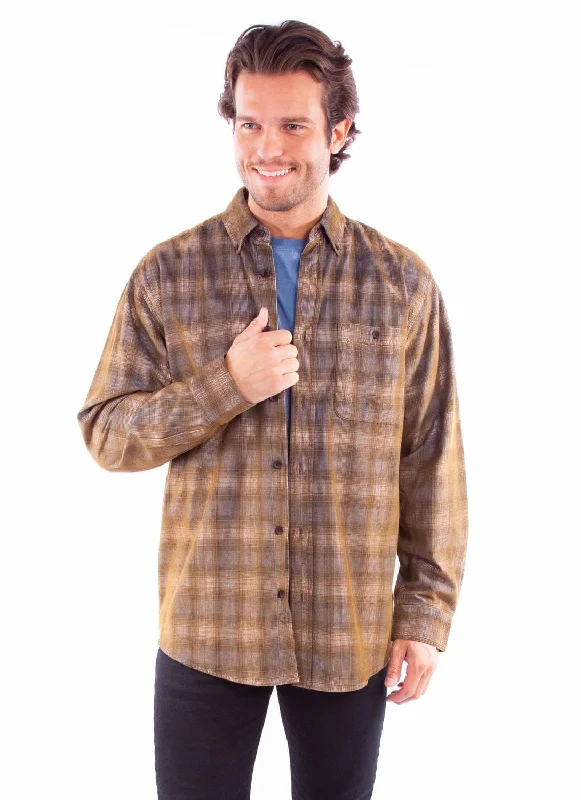 Men’s trendy madras shirt-Scully Mens Sherpa Lined Jacket Blue/Brown 100% Cotton L/S Shirt