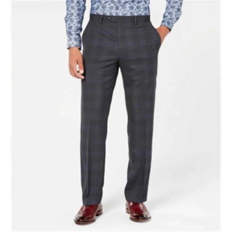 Men’s relaxed parachute trousers-Sean John Men's Classic Fit Stretch Plaid Suit Pants Gray Size 30X30